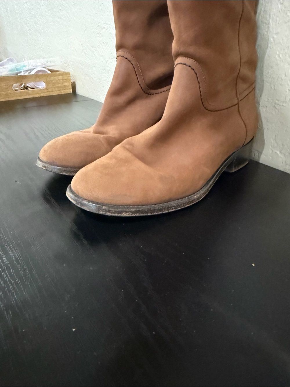Chanel Brown Suede Leather Tall Riding Western Boot & Signature CC — Size 37 - Picture 6 of 8